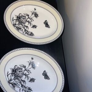 Charter Club Bone China Tuileries Large Oval Floral Butterfly Serving Plates